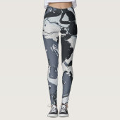 Grijze monochrome abstracte schaduwen leggings (Voorkant)