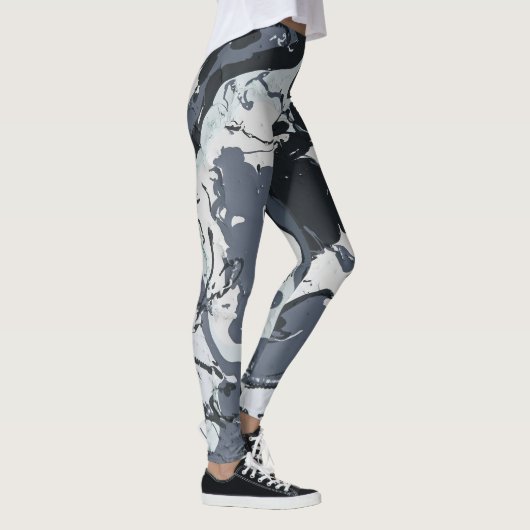 Grijze monochrome abstracte schaduwen leggings (Rechts)