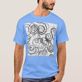 Grijze monochroom Whimsical Organic Curves Wat T-shirt