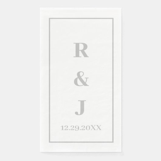 Grijze Monogram Eerste Letters Aangepaste Koppelna Servet (Voorkant)