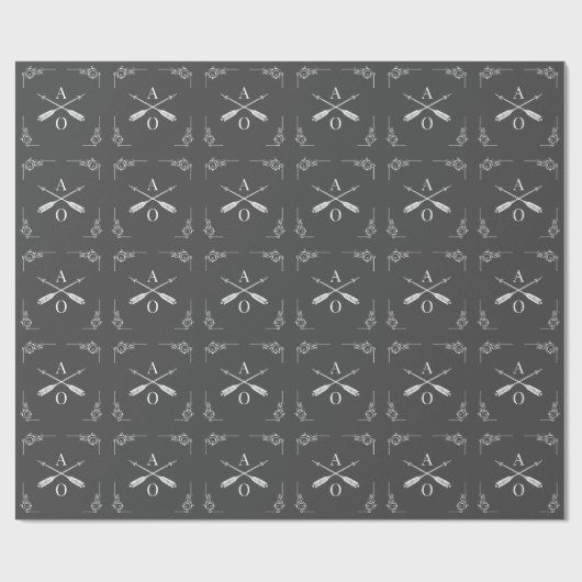 Grijze Monogram en Pijlen Cadeaupapier (Vlak)