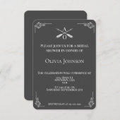 Grijze monogram en pijlen Vrijgezellenfeest Kaart (Voorkant / Achterkant)