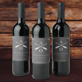 Grijze monogram en pijlen Wijnlabel Wijn Etiket