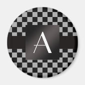 Grijze monogram en zwarte cheques magneet (Voorkant)