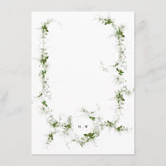 Grijze monogram Eucalyptus Wreath Wedding Menu (Achterkant)