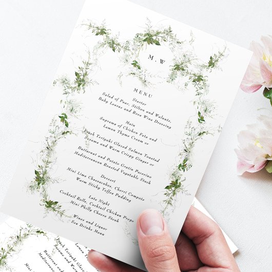 Grijze monogram Eucalyptus Wreath Wedding Menu
