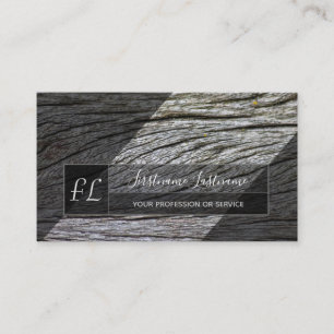 Grijze monogram grijze driehoek van houten plank visitekaartje