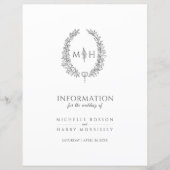 Grijze monogram met informatie over bruiloft (Voorkant)