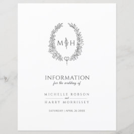 Grijze monogram met informatie over bruiloft