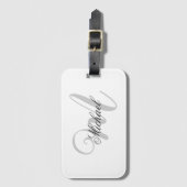 Grijze monogram minimalistisch vlakgaas bagagelabel (Voorkant (verticaal))