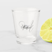 Grijze monogram minimalistische afbeelding shot glas (Voorkant)