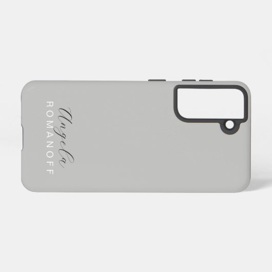 Grijze monogram Modern minimalistisch Feminine Samsung Galaxy Hoesje (Achterkant horizontaal)