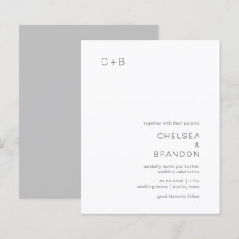 Grijze Monogram Moderne Budget Trouwuitnodiging
