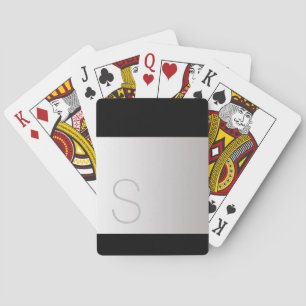 Grijze monogram op zilverkleurige gradatie, zwart pokerkaarten