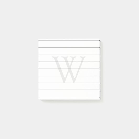 Grijze monogram post-it® notes (Voorkant)