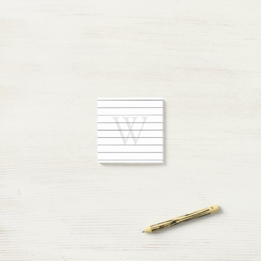 Grijze monogram post-it® notes (Op bureau)