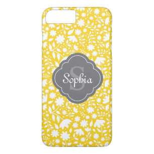 Grijze monogram Quatrefoil Geel Florentijn Case-Mate iPhone Case