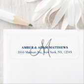 Grijze Monogram Retouradreslabels voor bruiloften Etiket (Insitu)