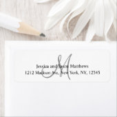 Grijze Monogram Retouradreslabels voor bruiloften Etiket (Insitu)