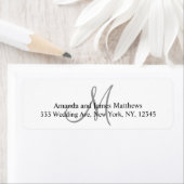 Grijze Monogram Retouradreslabels voor bruiloften Etiket (Insitu)