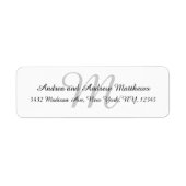 Grijze Monogram Retouradreslabels voor bruiloften Etiket (Voorkant)