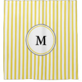 Grijze monogram Sjabloon op witte en gele streping Douchegordijn (Voorkant)