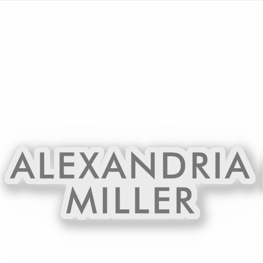 Grijze monogram Sticker voor moderne naam (Voorkant)