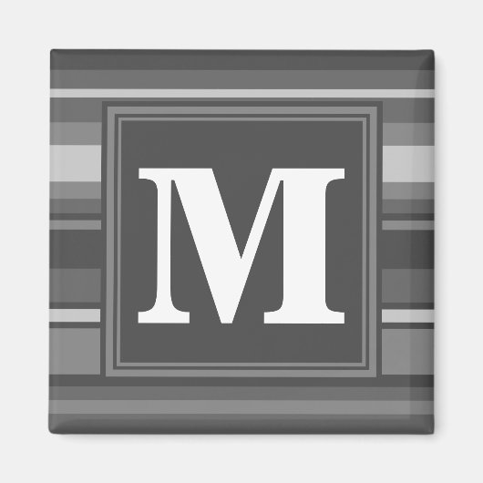 Grijze monogram strepen magneet (Voorkant)