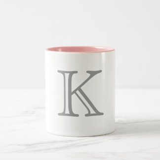Grijze monogram tweekleurige koffiemok