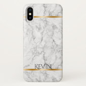 Grijze monogram voor goudkleurige faux marble Text Case-Mate iPhone Case (Achterkant)