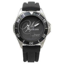 Grijze Monogram Witte Naam Klassieke Robuuste Groo Horloge