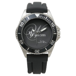 Grijze Monogram Zwarte Wijzerplaat Klassieke Getui Horloge