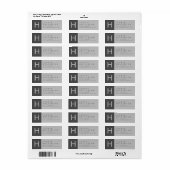 Grijze monogrammed Return Address Etiket (Full Sheet)