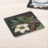 Grijze Monogrammen Modern Vintage Roos Kartonnen Onderzetters (Schuin)