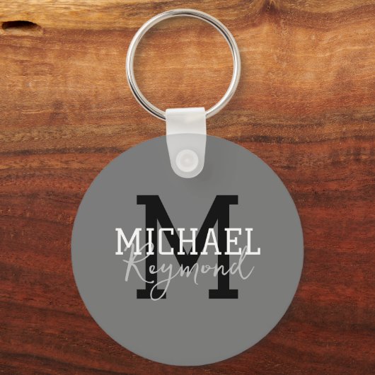 Grijze monogrammen sleutelhanger (Achterkant)