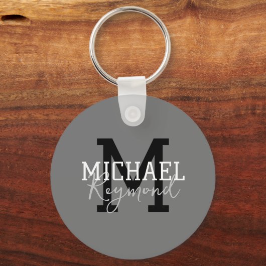 Grijze monogrammen sleutelhanger (Voorkant)