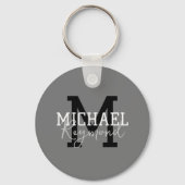 Grijze monogrammen sleutelhanger (Achterkant)