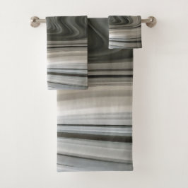 Grijze Monotone Artistieke Acryl Giet Abstracte Bad Handdoek