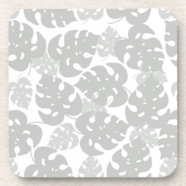 Grijze monstera blad tropisch onderzetter set