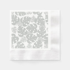 Grijze monstera botanische cocktail servetten