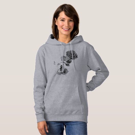 Grijze mooie Rozen vrouwen Hoodie (Voorkant volledig)