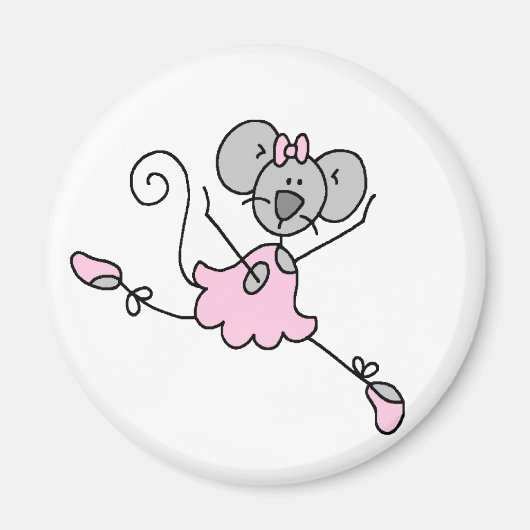 Grijze Muis Ballerina Magnet (Voorkant)