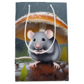 Grijze muis onder een paddestoel medium cadeauzakje (Voorkant)