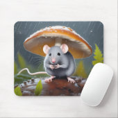 Grijze muis onder een paddestoel muismat (Met muis)