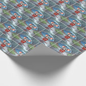 Grijze muis onder paraplu cadeaupapier (Hoek)