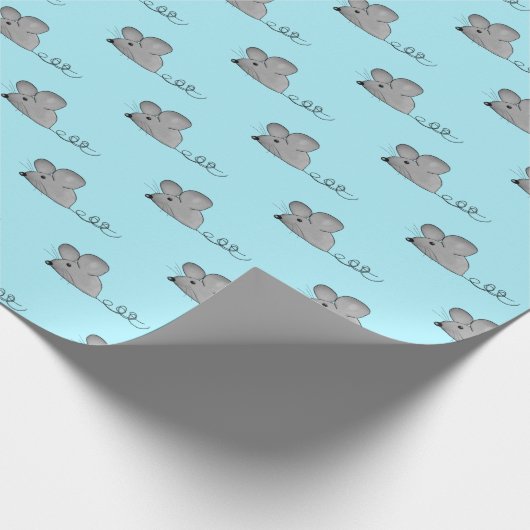 grijze muizen in lichte aqua cadeaupapier (Hoek)
