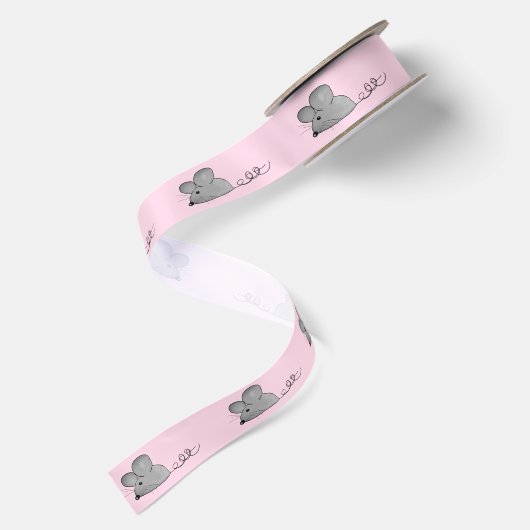 Grijze muizen op roze satijnen lint (Achterkant)