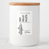 Grijze Mullet Visfilets Productlabel Voedselcontainer Etiket (Voorkant)