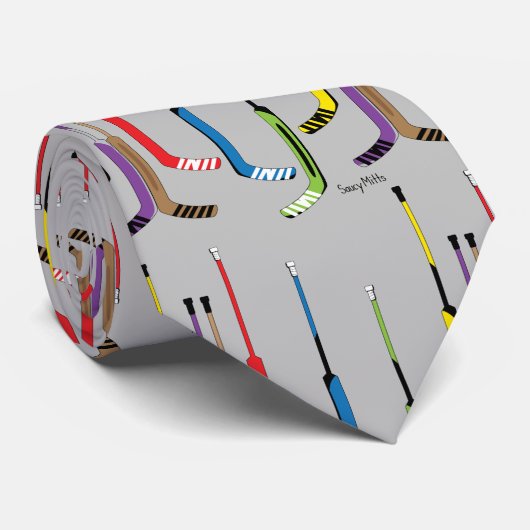 Grijze multi-kleurenhypothese Goalie Sticks Stropdas (Opgerold)