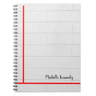 Grijze Muur Rode Lijnen Minimalistisch Professione Notitieboek
